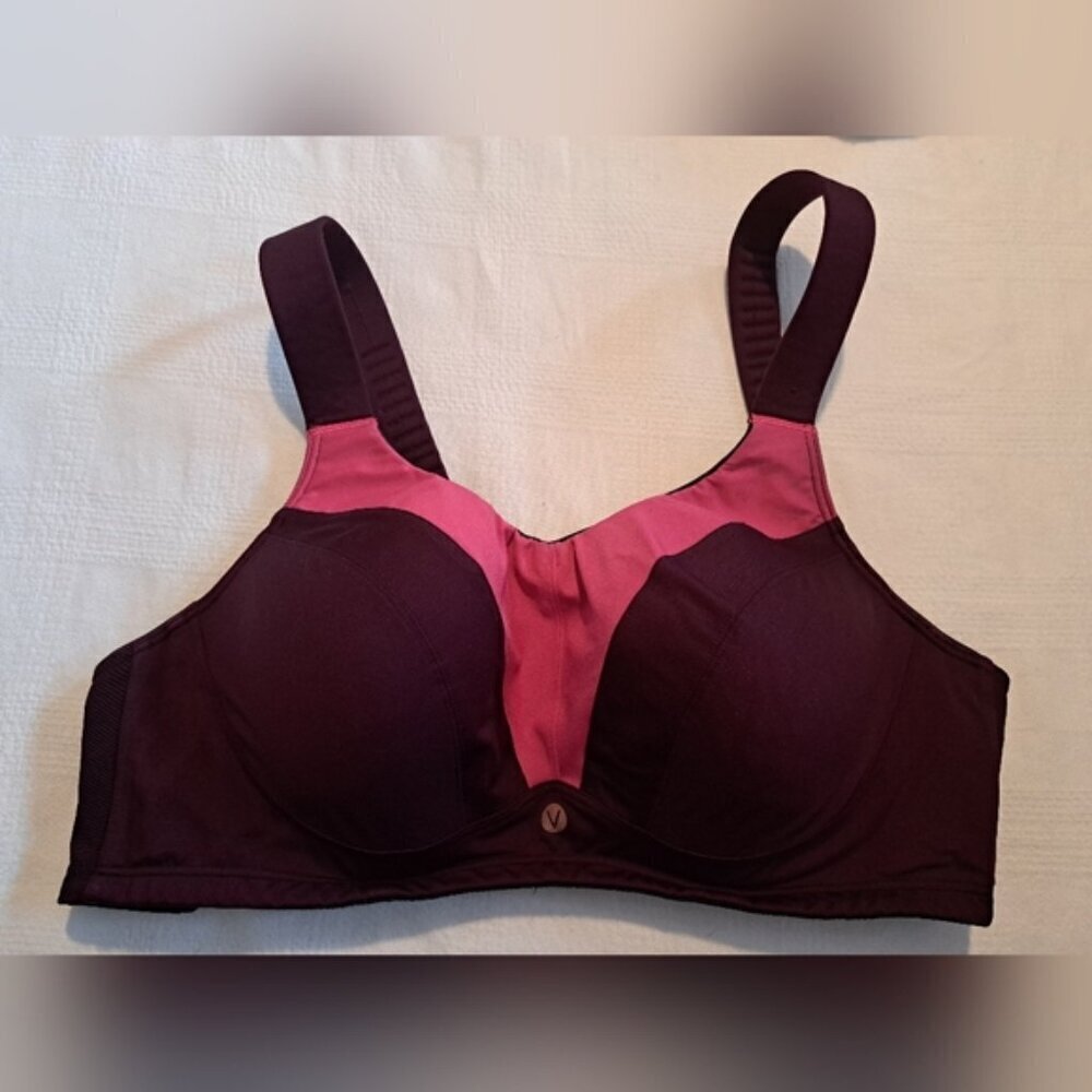Livi Active women's size 44DD dark purple, pink & black underwire bra, VGUC